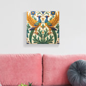 Mirrored Peacocks Canvas Afdruk (Insitu (Woonkamer))