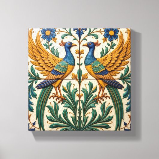 Mirrored Peacocks Canvas Afdruk (Voorkant)