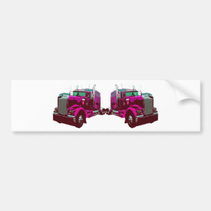 Mirrored Pink Semi Truck Bumpersticker