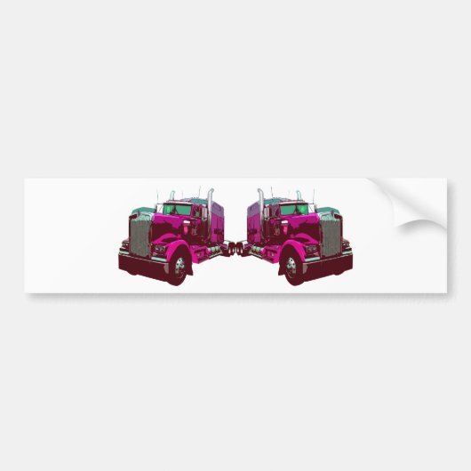 Mirrored Pink Semi Truck Bumpersticker (Voorkant)