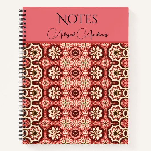Mirrored Pink Vintage Flower Pattern Notitieboek (Voorkant)