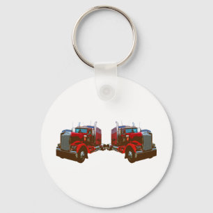 Mirrored Red Semi Truck Sleutelhanger
