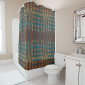 Mirrored South Western Rust Turquoise Mosaic Douchegordijn (In situ)