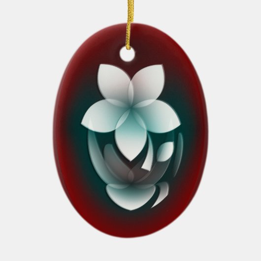 Mirroring witte bloem keramisch ornament (Voorkant)