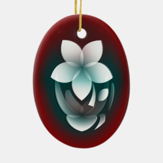 Mirroring witte bloem keramisch ornament (Achterkant)