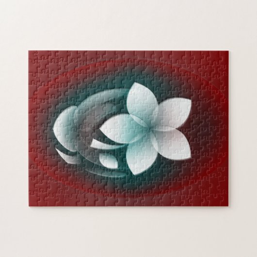 Mirroring witte bloem legpuzzel (Horizontaal)