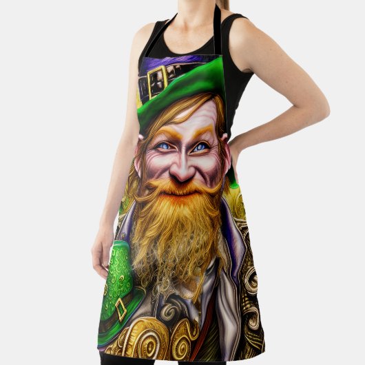 Mirthful Green and Gold Patricks Day Leprechaun Schort (Insitu)