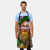 Mirthful Green and Gold Patricks Day Leprechaun Schort (Gedragen)