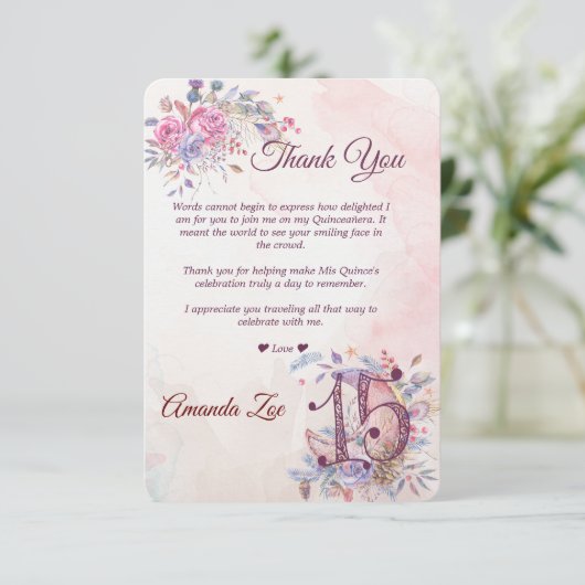 Mis 15 Dank u Opmerking (Staand voorkant)