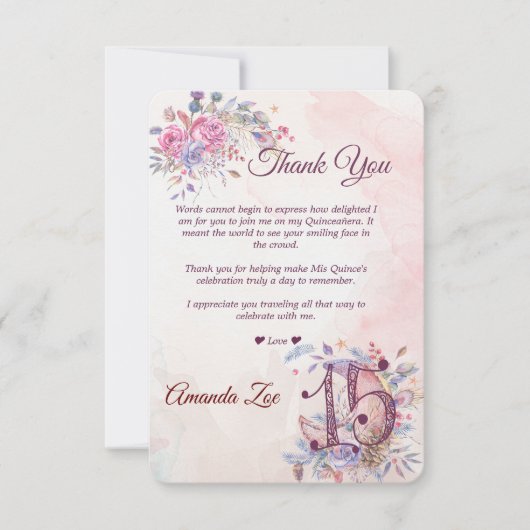 Mis 15 Dank u Opmerking (Voorkant)