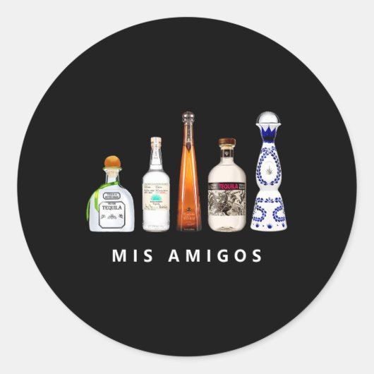 Mis Amigos Tequila Grappig Cinco De Mayo Mexicaans Ronde Sticker (Voorkant)
