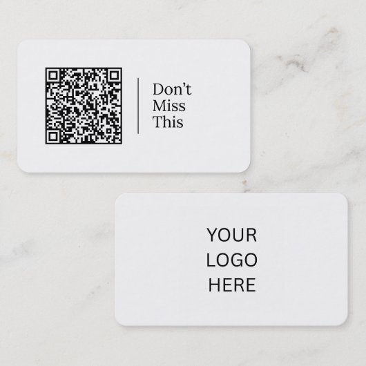 Mis dit niet | Aanpasbare QR-code en logo Visitekaartje (Voorkant / Achterkant)