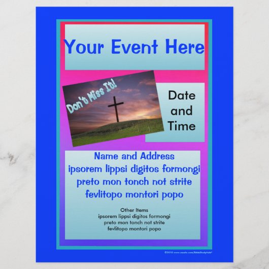 Mis hem niet Flyer - Blauw (Voorkant)