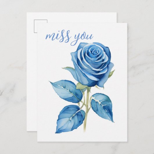 Mis je blauwe Rozen Briefkaart (Voorkant / Achterkant)