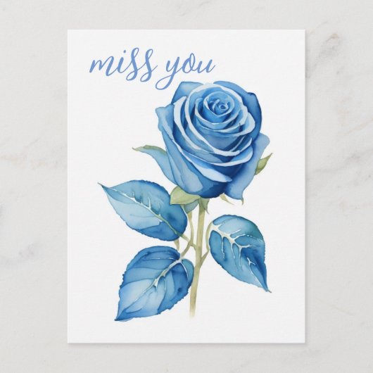 Mis je blauwe Rozen Briefkaart (Voorkant)