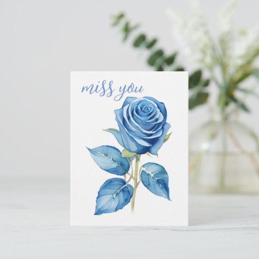 Mis je blauwe Rozen Briefkaart (Staand voorkant)