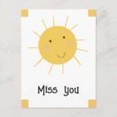 Mis je | Happy Sun Yellow Briefkaart (Voorkant)
