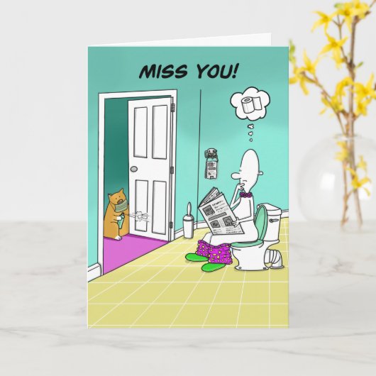 Mis je met wc-roll grappige kaart (Gele Bloem)