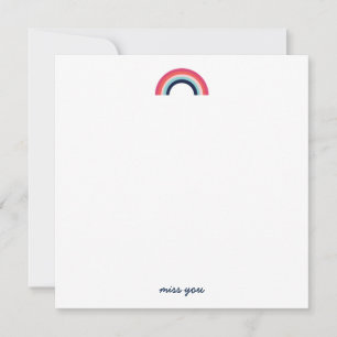 Mis je moderne regenboog in blauw notitiekaartje