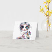 Mis je Pastel Dachshund Kaart (Gele Bloem)