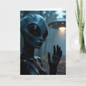 Mis je! Vriendschap| Alien en UFO Kaart (Voorkant)