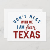 Mis niet met mij dat ik uit Texas kom. Briefkaart (Voorkant / Achterkant)