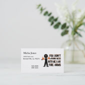 Mis niet met mijn vuurwapens visitekaartje (Staand voorkant)