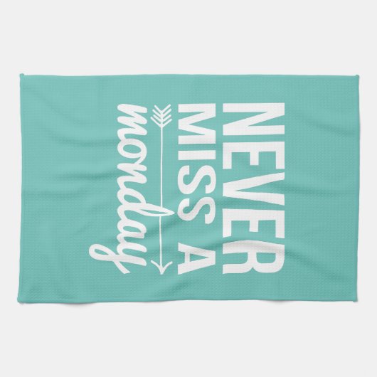 Mis nooit een maandag | Blauwgroen Aqua Fitness Qu Theedoek (Horizontaal)