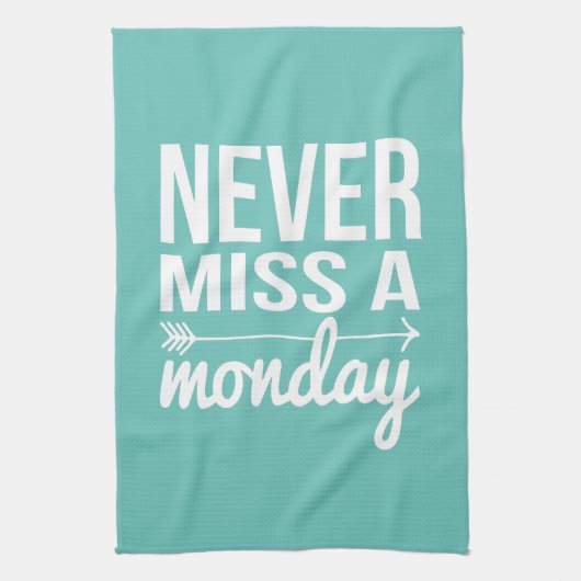 Mis nooit een maandag | Blauwgroen Aqua Fitness Qu Theedoek (Verticaal)