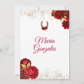 Mis Quince 15 Anos Rode Rozen Gouden Kroon Glitter Kaart (Achterkant)