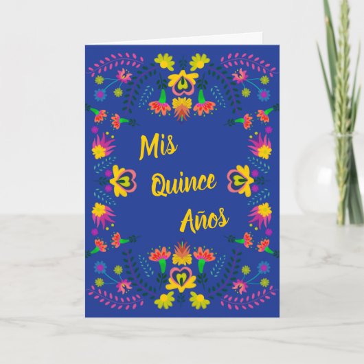 Mis Quince Anos Blauw Bloemen Mexicaanse Fiesta Pa (Voorkant)