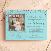 Mis Quince Anos Blauw Zilver Spaans Trendy Foto