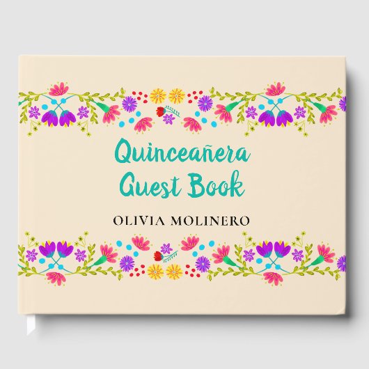 Mis Quince Anos Champagne Bloemen Quinceanera Gastenboek (Voorkant)