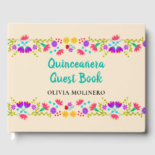 Mis Quince Anos Champagne Bloemrijke Quinceanera Gastenboek