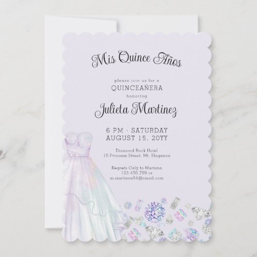 Mis Quince Anos Diamond Princess Lila Quinceanera Kaart (Voorkant)