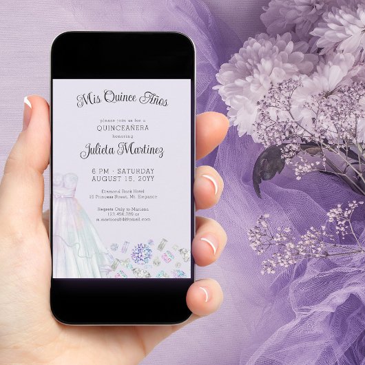 Mis Quince Anos Diamond Princess Lila Quinceanera Kaart