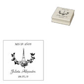 Mis Quince años Diseño Floral París Rubberstempel (Gestempeld)