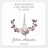 Mis Quince años Diseño Floral París Vierkante Sticker (Voorkant)