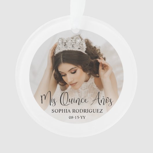 Mis Quince Años Elegant Modern Quinceañera 2 Photo Ornament (voorkant)