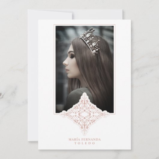 Mis Quince Años Español Foto Efecto Dusty Roos Kaart (Voorkant)