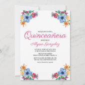 Mis Quince Anos Fiesta Bloemen Wit Quinceanera Kaart (Achterkant)