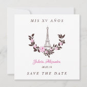 Mis Quince años Floral París Rosa Español Bedankkaart (Voorkant)