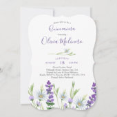 Mis Quince Anos Foto Paars Floral Quinceanera Kaart (Achterkant)