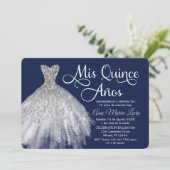 Mis Quince Años Invitación de Quinceañera Azul Kaart (Staand voorkant)