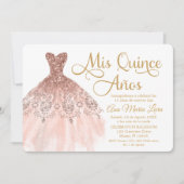Mis Quince Años Invitación de Quinceañera Rosada Kaart (Voorkant)