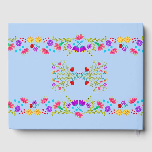 Mis Quince Anos Lichtblauw Bloemen Quinceanera Gastenboek (Achterkant)