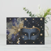 Mis Quince Anos, Masquerade Feestuitnodigingen Kaart (Staand voorkant)