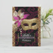 Mis Quince Anos Masquerade Party Kaart (Staand voorkant)