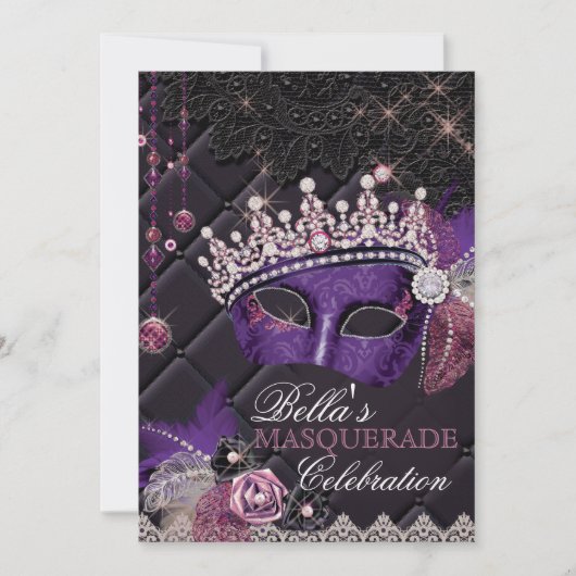 Mis Quince Anos Masquerade Party Uitnodiging (Voorkant)