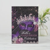 Mis Quince Anos Masquerade Party Uitnodiging (Staand voorkant)